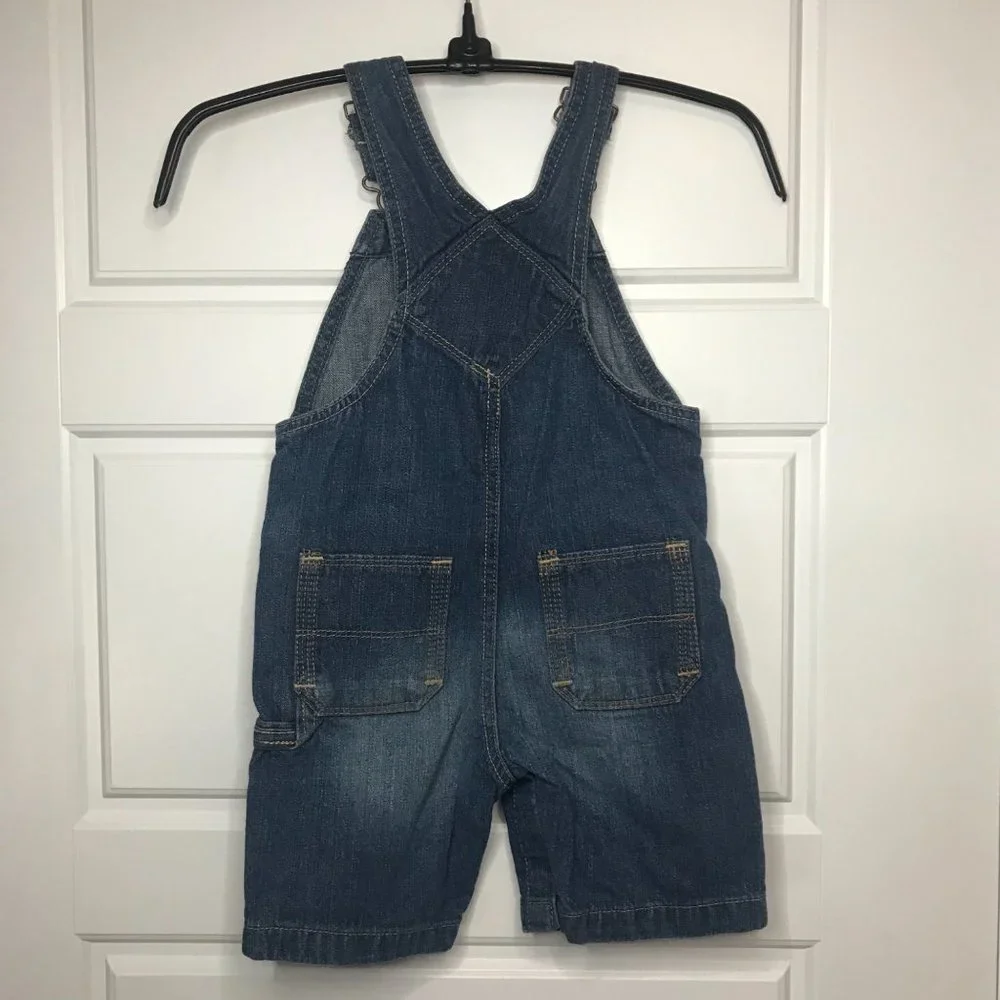 Genuine Kids by OshKosh 100% Cotton Denim Bib Overall‎ Shorts Unisex Kids 24M